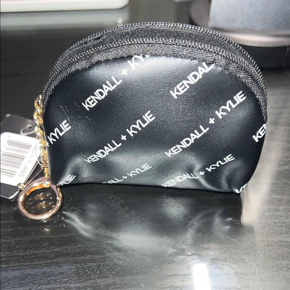 Kendall & Kylie Black Coin Pouch with Gold Keyring